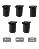 Sıva Üstü Duy E27 Vidasız Geçmeli Donanma Duyu Bakalit Siyah (250V-4A) 5 Adet - 1