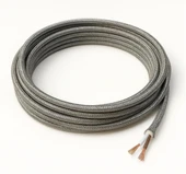 Dekoratif Kumaş Aydınlatma Elektrik Kablosu (2x0,50 TTR) (Simli Gümüş) 1 Metre - 1