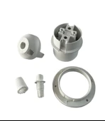 E27 Duy Geçmeli Yarım Diş Avize, Abajur, Lambader Duyu Halkalı - Bakalit Beyaz (250V-4A) 5 Adet thumbnail 2