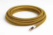 Dekoratif Kumaş Aydınlatma Elektrik Kablosu (2x0,50 TTR) (Simli Gold) 1 Metre - 3