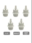 İtalyan Tip E27 Tam Dişli Duy Vidasız Geçmeli Bakalit Beyaz (250V-4A) 5 Adet - 1
