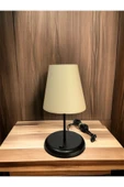 Lyris - Pvc Abajur, Mini Masa Lambası (Ekru Başlık, Siyah Ayak) thumbnail 1