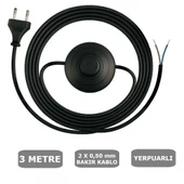 Fişli Yerpuarlı Kablo (Yassı)- Anahtarlı (2X0,50) Siyah - 3 Metre - 1