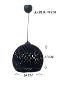 Sarkıt İp Top Avize 20cm Başlık (70cm Kablo) SİYAH - 2