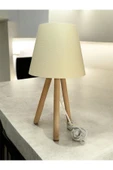 Üç Ayak Ahşap Abajur (22 Cm Pvc Ekru Başlık) thumbnail 1