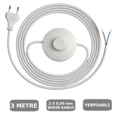 Fişli Yerpuarlı Kablo (Yassı)- Anahtarlı (2X0,50) Beyaz - 3 Metre - 1