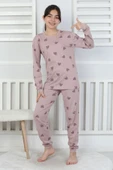 Lavanta Renkli Kalp Desenli Kız Çocuk Pijama Takımı - 1