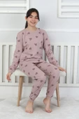 Lavanta Renkli Kalp Desenli Kız Çocuk Pijama Takımı - 6
