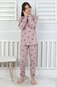 Lavanta Renkli Kalp Desenli Kız Çocuk Pijama Takımı - 3