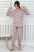 Lavanta Renkli Kalp Desenli Kız Çocuk Pijama Takımı - 2