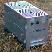 Kamp Ayısı® PyroWide™ Geniş Katlanır Metal Ateş Kutusu - 2mm Gri Galvaniz Çelik, Çantalı, 39.5 x 26.5 x 21 cm - 1