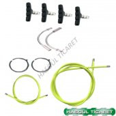 Hsgl Bisiklet Fren Neon Sarı Kablo Tel Papuç Pipo Set - 4