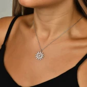 Işıltılı Taşlı Kar Tanesi Gümüş Kolye - Gümüş thumbnail 2