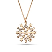 Işıltılı Taşlı Kar Tanesi Gümüş Kolye - Rose thumbnail 1