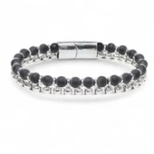 Çelik Zincirli Mat Oniks Ve Silver Hematit Bileklik 31832B21D11 thumbnail 1