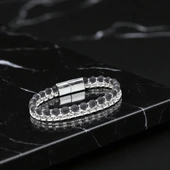 Çelik Zincirli Mat Oniks Ve Silver Hematit Bileklik 31832B21D11 thumbnail 2