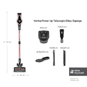 Karaca Vantuz Power Up Telescopic Uzunluğu Ayarlanabilir Dikey Süpürge Rosegold thumbnail 3