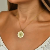 Hz.Süleyman Mührü Gümüş Kolye - Altın thumbnail 2