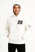 Üç İplik Kapüşonlu Ön ve Arka Baskılı SweatShirt hoodie - Beyaz thumbnail 2