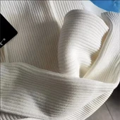 Kadın Boğazlı Uzun Fitilli Triko Dokuma Elbise - Beyaz thumbnail 2