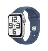 Apple Watch SE 40 MM Alüminyum Kasa Spor Kordon M/L Akıllı Saat (Apple Türkiye Garantili) Gümüş - Kot Mavi - 1
