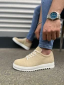 JY152 Cool Bağcıklı Süet Erkek Günlük Spor Klasik Ayakkabı SBT - Krem - 3
