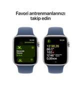 Apple Watch SE 40 MM Alüminyum Kasa Spor Kordon M/L Akıllı Saat (Apple Türkiye Garantili) Gümüş - Kot Mavi - 6
