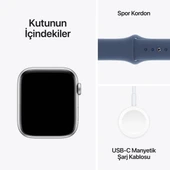 Apple Watch SE 40 MM Alüminyum Kasa Spor Kordon M/L Akıllı Saat (Apple Türkiye Garantili) Gümüş - Kot Mavi - 7
