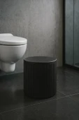 Lines Serisi Siyah Akrilik Çöp Kovası – Silindir, 5 Litre, 25cm, Kolay Temizlenir - 3372 - 6
