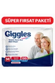 Giggles Yetişkin Hasta Bezi Orta Boy (MEDİUM) 4 Paket (120 ADET) Bel Boy: 70 - 120 Cm - 1