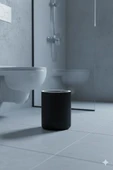 Lines Serisi Siyah Akrilik Çöp Kovası – Silindir, 5 Litre, 25cm, Kolay Temizlenir - 3372 - 2