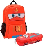 Cars Lightning McQueen Çanta ve Kalemlik Seti | Lisanslı Çocuk Okul Çantası - 1