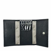 Hakiki Deri Organizer Dikey Avuçiçi Anahtarlık Siyah thumbnail 3