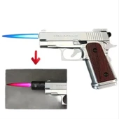 Dan Wesson 10mm Minyatür Tabanca Metal Doldurulabilir Torch Çakmak Gümüş thumbnail 3