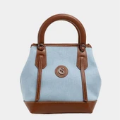 Classy Mini Keten Kadın Çanta Mavi thumbnail 2