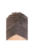 Üç Bantlı Bone, Kahverengi Dış Bone Hazır Hijab Tesettür Sandy Kumaş thumbnail 2