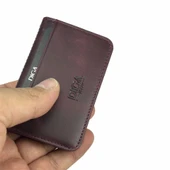 Diga 1169 Hakiki Deri Minimal Kartlık Bordo thumbnail 1