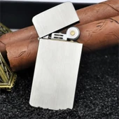 Kuboy Vintage Çakmak Benzinli Slim Çakmak Gümüş Renk - 1