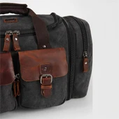 ÇÇS 40232 Genişleyebilir Kanvas Seyahat Çantası Valiz Siyah thumbnail 8