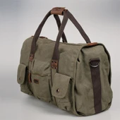 ÇÇS 40233 Kanvas Geniş Hacimli Seyahat Çantası Yeşil thumbnail 5