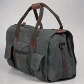 ÇÇS 40233 Kanvas Geniş Hacimli Seyahat Çantası Siyah thumbnail 3