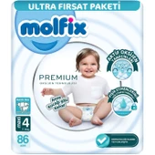 Molfix Premium Bebek Bezi Ultra Fırsat Paketi 4 Beden 7-14 Kg 86 Adet thumbnail 1