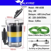 Valkyrie HW-603B Dış Filtre 400 Litre 6W Sessiz Çalışma Transparan Yüksek Kapasite - 2
