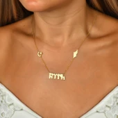 Türk Yazılı Gümüş Kolye - Altın thumbnail 2