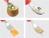 Valkyrie Bebek Filli Yemek Kısa Saplı Çocuk Paslanmaz Çelik Çatal Kaşık Kırmızı - 2