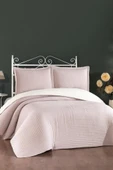 Elisa Dolgulu Çift Taraflı Çift Kişilik 240x260 Cm Yatak Örtüsü Pudra thumbnail 1