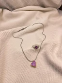 PEMBE KALPLİ KOLYE ÇELİK YÜZÜK VE KUTU HEDİYELİ - 1