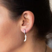 Zülfikar Taşlı Gümüş Küpe - Altın thumbnail 4