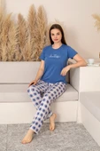 Slim Fit Desenli Kısa Kol Mevsimlik Kadın Pijama Takımı - 1