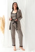 Sabahlıklı Dantel Detaylı Büyük Beden Pegasus Kadın Pijama Takımı-Çeyizlik Takım - 1